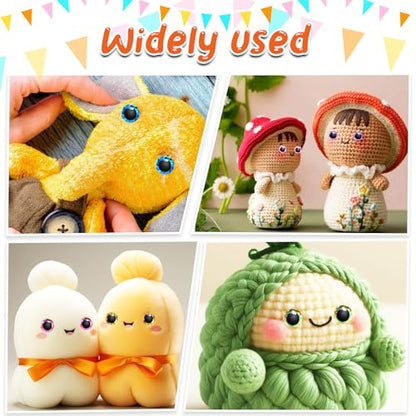 TOAOB 32pcs 12mm Glitter Safety Eyes Mixed Colors Crafts Crochet Eyes with Washers for Amigurumis Stuffed Animals DIY Puppet Doll Making - size: 12mm