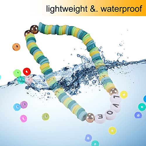 MIIIM 3600 PCS 10 Strands Polymer Clay Beads for Jewelry Making, Vinyl Heishi Beads 6mm for Surfer Bracelets Necklace Making (Mint Green) - color: XG02-Mint Green