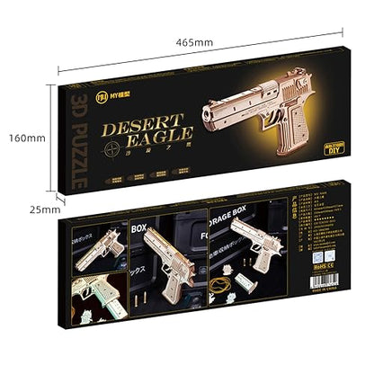 MU 3D Wooden Puzzle for Adults Model kit Building Wood Desert Eagle, Toy Wooden Puzzles Gun, DIY Kits for Men Gifts Birthday Collectible Hobbies Kit - color: Desert Eagle