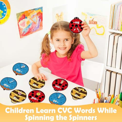 Kasfalci CVC Word Cards,CVC Word Games,Phonics Games,Speech Therapy Toys for Toddlers Kids,Learn to Read,Spelling Reading Learning Game,Kindergarten Preschool Learning Activities Educational Toy - style: CVC