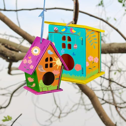 Sawysine 107 DIY Birdhouse Kits, Wooden Bird House Round Entrance - style: Lovely Style