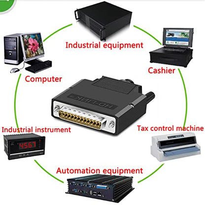DB25 Solderless Connector, 10PCS Set, Includes 5 Male & 5 Female, 16mm Thin, RS232 Serial Port Adapter Breakout Board, for Tax Control Machine, Digital Camera, PLC etc. - style: 5PCS Male+5PCS Female