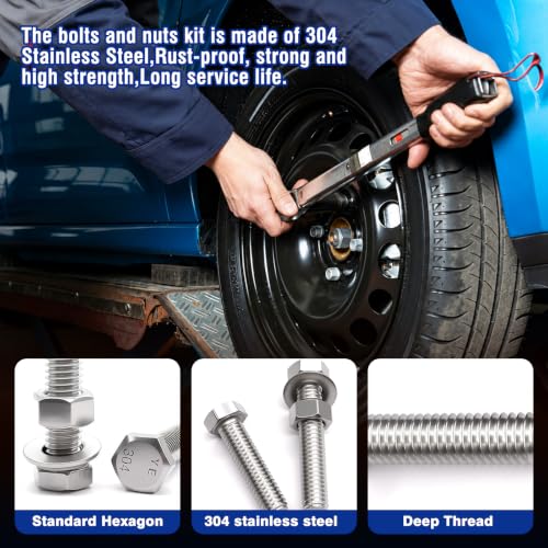 798PCS Stainless Steel Nuts and Bolts Kit, SAE Hex Bolts with Nuts, Flat & Lock Washers, 1/4"-20 5/16"-18 3/8"-16 1/2"-13, 1/2"-13, Carrying Case - color: Silver-798PCS 1/4-20,5/16-18,3/8-16,1/2-13