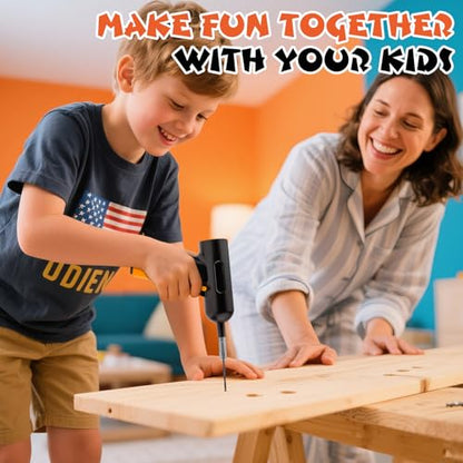 Kids Tool Set, Kids Tool Box, Small Drill, 32pcs Real Toolbox for Child, Drill Set with Charger & Portable Case, Educational DIY Toys for Boys & Girls