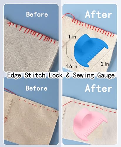 48Pcs Sewing Tool Set & 2 Edge Rulers Big Eye Steel Needle with Zipper Case