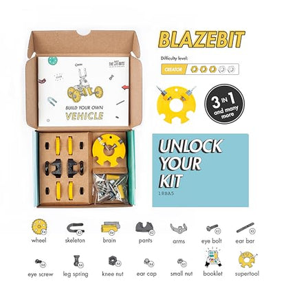 The Off Bits Building Toy - Yellow Vehicle Kit BlazeBit - Building & Construction Toy Tool Set for Kids Including Guide Book - Build-it-Yourself, Gift Ideas for Kids Boys & Girls - style: Modern