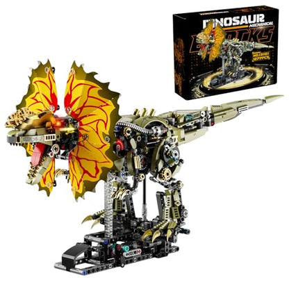 HJPLPXH Mechanical Dilophosaurus Building Blocks Set with LED Eyes - style: Dilophosaurus