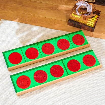 Premium Montessori Large Metal Fraction Circles with Stand 26in 9.2lbs, Beechwood & Metal Math Manipulatives for Kids, Fraction Learning Toys, Classroom Homeschool Materials for Kids Ages 5-10