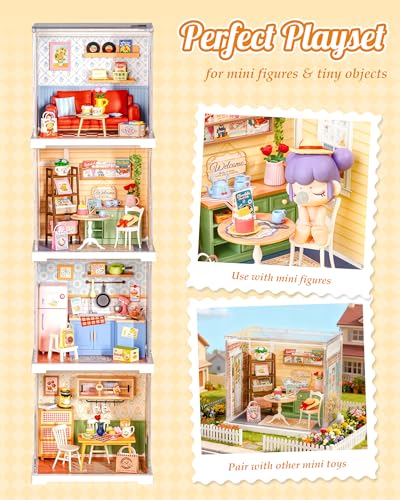 Rolife Super Creator Mini Series, DIY Plastic Miniature Kits Retail Store Series, Mini Model House Building Set for Teens Aged 14+, DIY Crafts/Hobbies for Adults (Sunshine Sip Porch) - style: Sunshine Sip Porch