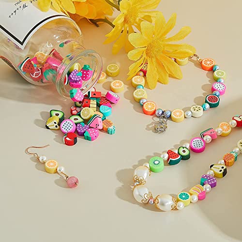 200PCS 10mm Colorful Fruit Polymer Clay Beads Bulk for Jewelry Making Craft - color: Clay Fruits
