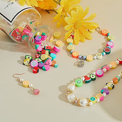200PCS 10mm Colorful Fruit Polymer Clay Beads Bulk for Jewelry Making Craft - color: Clay Fruits