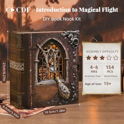 CCCDF Book Nook Kit, DIY 3D Wooden Puzzle for Adults - color: Introduction to Magical Flight