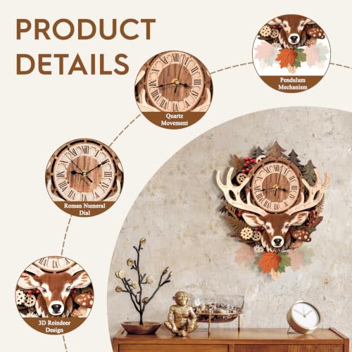 3D Puzzles for Adults Wooden Reindeer Puzzle Clock Adult Crafts - color: Reindeer Clock