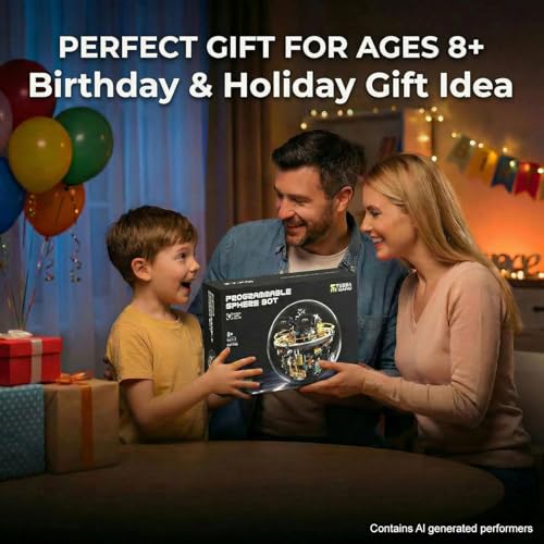 STEM Robot Building Kit, 804PCS APP & Remote Control Spherical Robot Ball Toy for Kids Ages 8-12 14+, Mechanical Building Blocks Set, Cool RC Toy with 17 LED Expressions, Cyberpunk Gifts