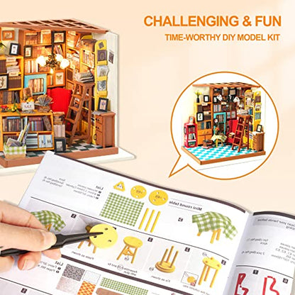 RoWood DIY Miniature Dollhouse Kit, 1:24 Scale Tiny House Building Kits - Sam's Study - style: Sam's Study