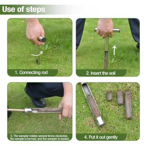Soil Probe 16 Inch with 2 Bags, Soil Sample Probe for Lawn House Plants, T-Handle Soil Sampler Probe Rod, Stainless Steel Soil Test Kits Tool for Soil Sampling - size: 16"