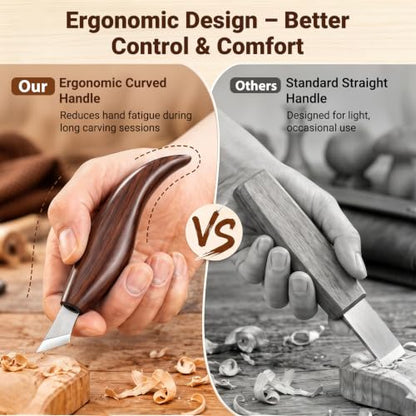 Tekchic Wood Carving Kit Deluxe-Whittling Knife, Wood Carving Knife Set - color: Brown