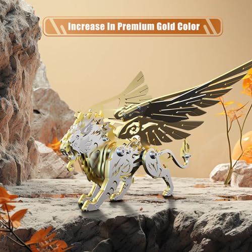 FILASLFT 3D Metal Puzzles for Adults,Mechanical Model Kit Golden Tiger - color: C4-white Tiger-golden