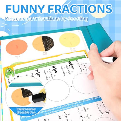 KAK Magnetic Fraction Book 51 Pcs Math Manipulatives Tiles Grades K-5