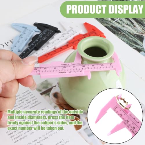 30 Pcs Plastic Vernier Caliper, 80mm/3.15" Eyebrow Measuring Tool, Mini Sliding Ruler Caliper Gauge for Students DIY Crafts School Office Tattoo Eyebrow Artists Use (5 Color, 0-3.15"/0-80mm) - color: 5 colors(30pcs)