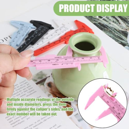 30 Pcs Plastic Vernier Caliper, 80mm/3.15" Eyebrow Measuring Tool, Mini Sliding Ruler Caliper Gauge for Students DIY Crafts School Office Tattoo Eyebrow Artists Use (5 Color, 0-3.15"/0-80mm) - color: 5 colors(30pcs)
