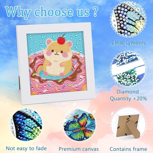 Libfx Diamond Art Kits for Kids with Frame Diamond Art for Girls Boys Beginners Arts and Crafts Birthday Gifts (Hamster) - color: hamster