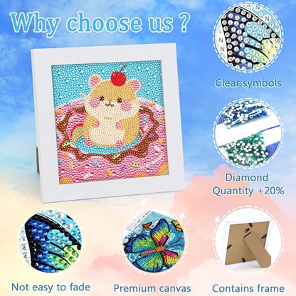 Libfx Diamond Art Kits for Kids with Frame Diamond Art for Girls Boys Beginners Arts and Crafts Birthday Gifts (Hamster) - color: hamster