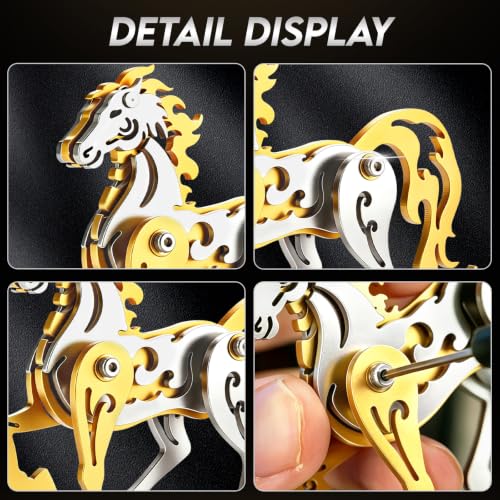 3D Metal Puzzle Mechanical Model Kit Gold Horse Stainless Steel - color: C09-gold Horse