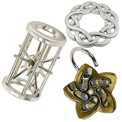 Metal Brain Teasers Puzzles for Adults Gift 3D Metal Puzzles Set