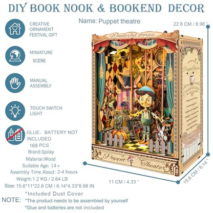 Spilay Book Nook Kit for Adults, Puppet Theatre DIY Miniature House Kit - color: Puppet Theatre With Dust Cover