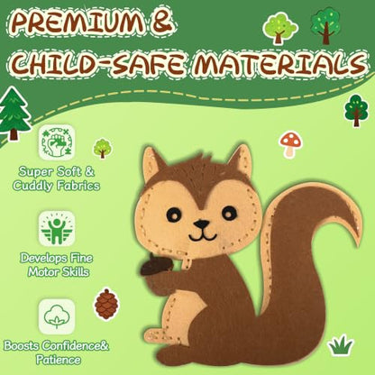 GOASION Sewing Kit for Kids, 12 Pcs Woodland Animals Craft Set, Ages 5+ - color: Forest - Dwelling Animals - 12 Pack