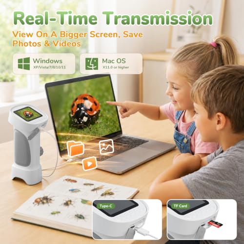 1000X Handheld Digital Microscope for Kids with 2.4" IPS Screen - color: Gray