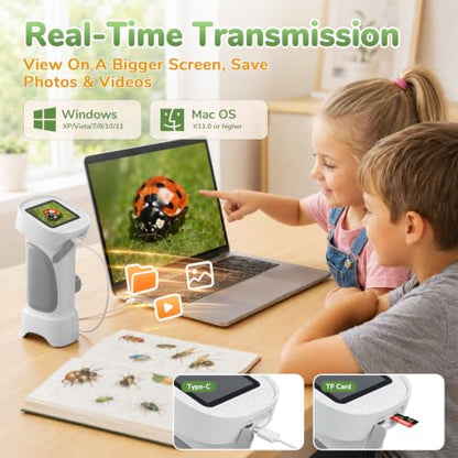 1000X Handheld Digital Microscope for Kids with 2.4" IPS Screen - color: Gray