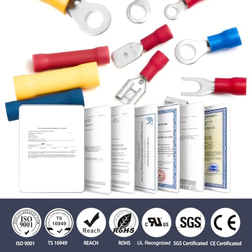 Chanzon Insulated Wire Connector(Butt Spade Fork Ring)Crimp Terminal Splice - size: 420pcs