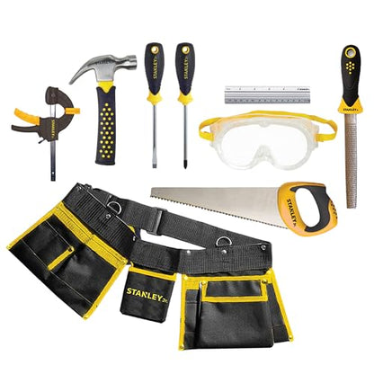 Stanley Jr. 10-Piece Kids Tool Set Belt Pouch Real Construction Tools