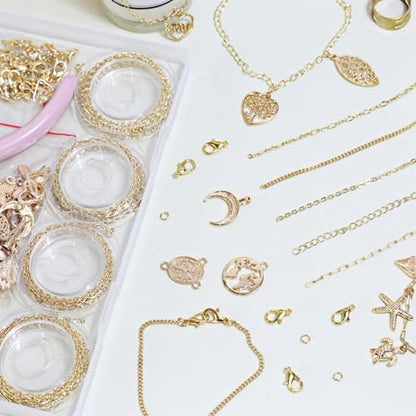 XKCWXY 14K Gold Chain Jewelry Making 5 Rolls 16.4ft Charm Necklace Kit - color: 14KC Gold