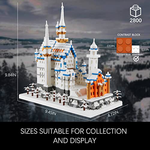 Vziimo Germany Swan Stone Castle Micro Building Blocks Set, Famous World Architecture Model Collection Building Toys for Teens Adults 14+ (2800 PCS) - style: Castle
