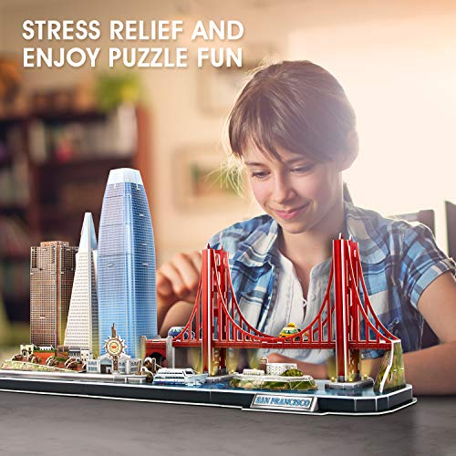 CubicFun 3D Puzzles for Adults Gifts Christmas LED San Francisco City Line - style: 4 LED San Francisco Cityline