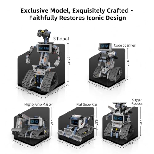 5-in-1 STEM Building Blocks Kit - 2.4GHz RC and Phone App Controls. Programmable Robot Toy. Gifts for Kid Boys Girls Ages 5 6 7 8 9 10 11 12 13