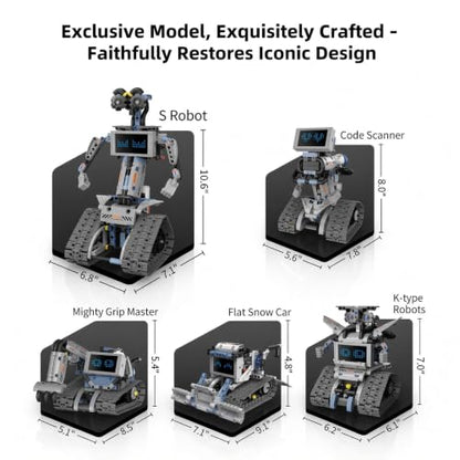 5-in-1 STEM Building Blocks Kit - 2.4GHz RC and Phone App Controls. Programmable Robot Toy. Gifts for Kid Boys Girls Ages 5 6 7 8 9 10 11 12 13