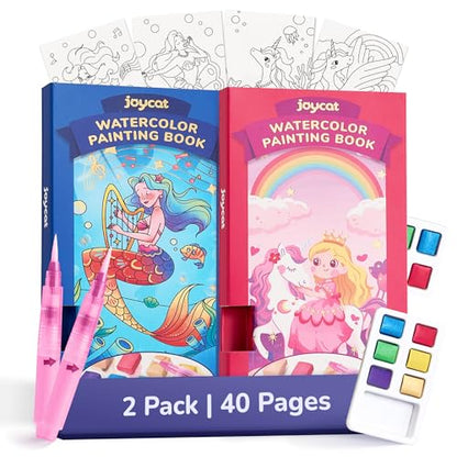 JoyCat 2 Pack Pocket Paint with Water Coloring Books for Kids - style: 2 Pack - Magical Pony & Ocean Princess