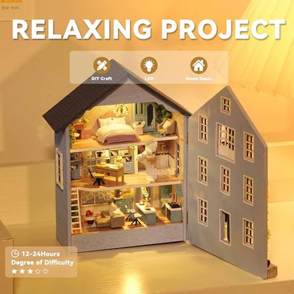 Flever Dollhouse Miniature DIY House Kit Creative Room with Furniture for Romantic Valentine's Gift (Molan House) - color: Molan House