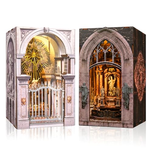 MiniCity 2-Piece Book Nook Kit Set, 3D Wooden Puzzle Bookshelf Insert Decor - color: Duomo Di Mliano & St. Charles Church
