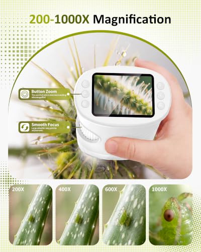 1000X Handheld Digital Microscope for Kids: Pocket Microscope for Stem Toy - color: White