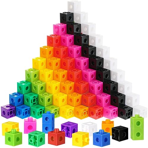 Jenaai 200 Pieces Linking Cubes for Math Counting Cubes, Plastic Counting Blocks, Colorful Math Manipulatives Classroom Learning Supplies for Preschool Activities Boy Girl(Classic Style) - style: Classic Style