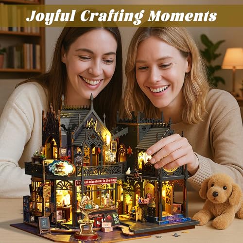 Flever Dollhouse Miniature DIY House Kit Creative Room with Furniture for Romantic Artwork Gift (Holo Magic City) - color: Holo Magic City