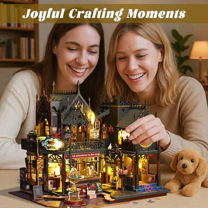 Flever Dollhouse Miniature DIY House Kit Creative Room with Furniture for Romantic Artwork Gift (Holo Magic City) - color: Holo Magic City