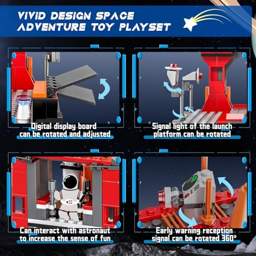 Space Exploration Shuttle Toys, 12-in-1 STEM Aerospace Building Kit Toy, Rocket Building Kit Toy with Launcher, Astronauts, Airplane Rocket, Gift for 6 7 8 9 10 11 12+ Years Old, 855 Pcs