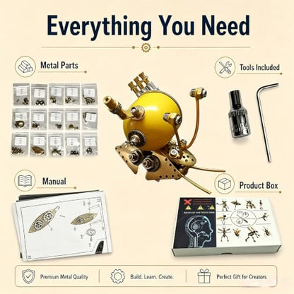 Steampunk Snail Metal Model Kit – 160+ Pcs DIY 3D Mechanical Insect Puzzle Screw Only Assembly Home Office Decor Gift for Father Husband Collectors (Snail-Y) - style: Snail-Y