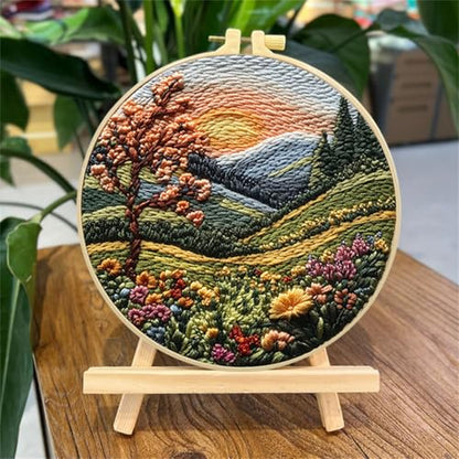 SCECALA 3 Pack Mountain Tree Landscape Embroidery Kit - color: Orange